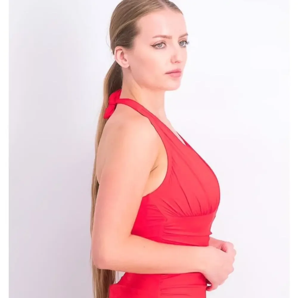 NWT! Bleu Rod Beattie Kore Halter Tankini Top Swim Scarlet Red - Size 6 - Picture 8 of 8